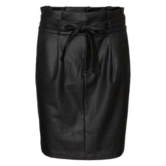 Vero Moda Eva Paperbag Waist Coated Mini Skirt - Picture 4 of 11